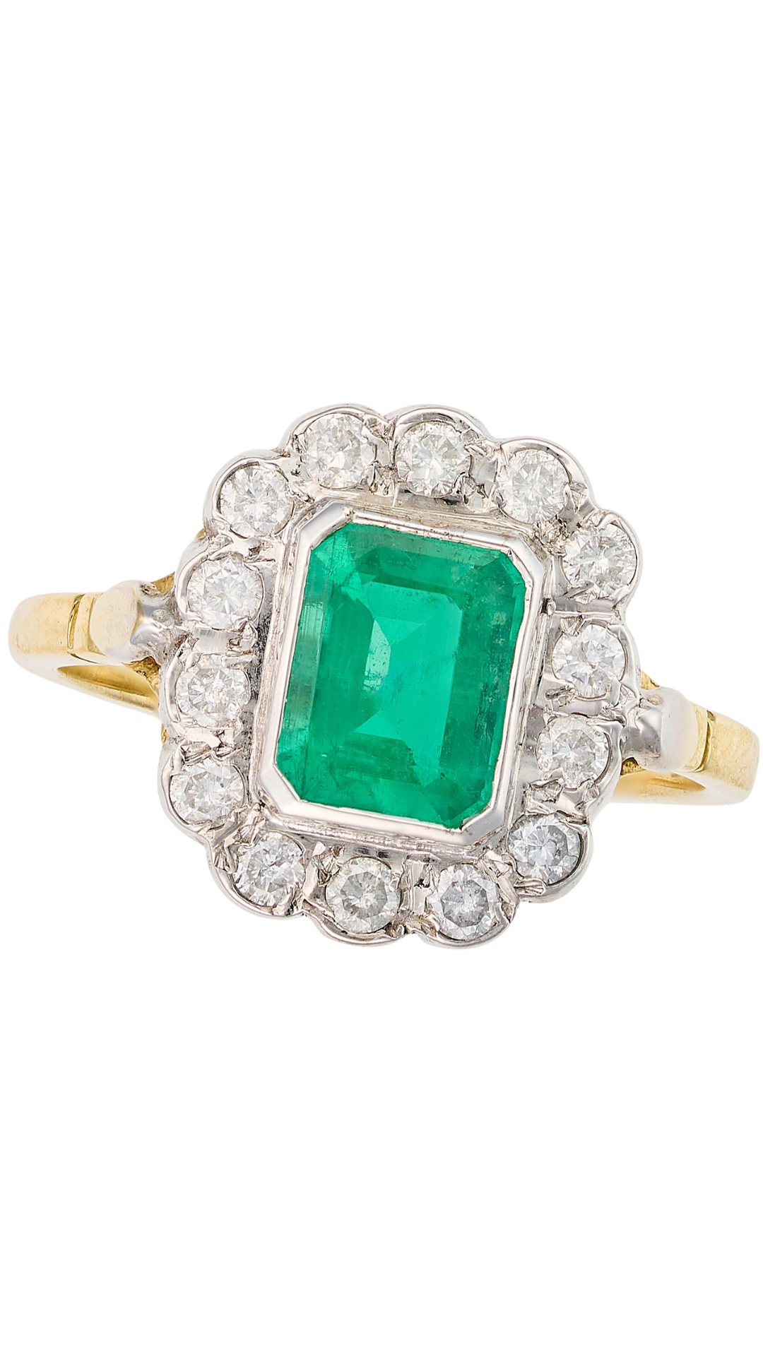 229 Emerald Diamond Cluster Ring