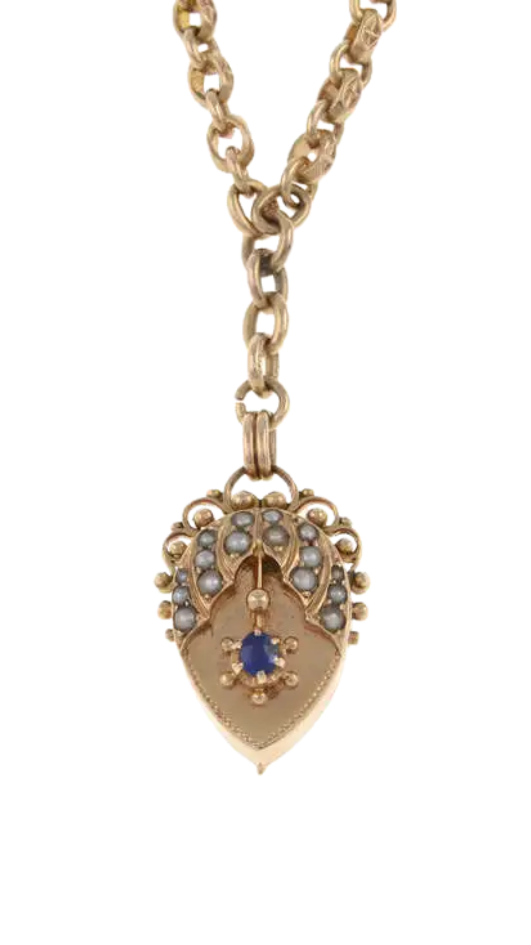 167 Sapphire Pearl Locket Necklace