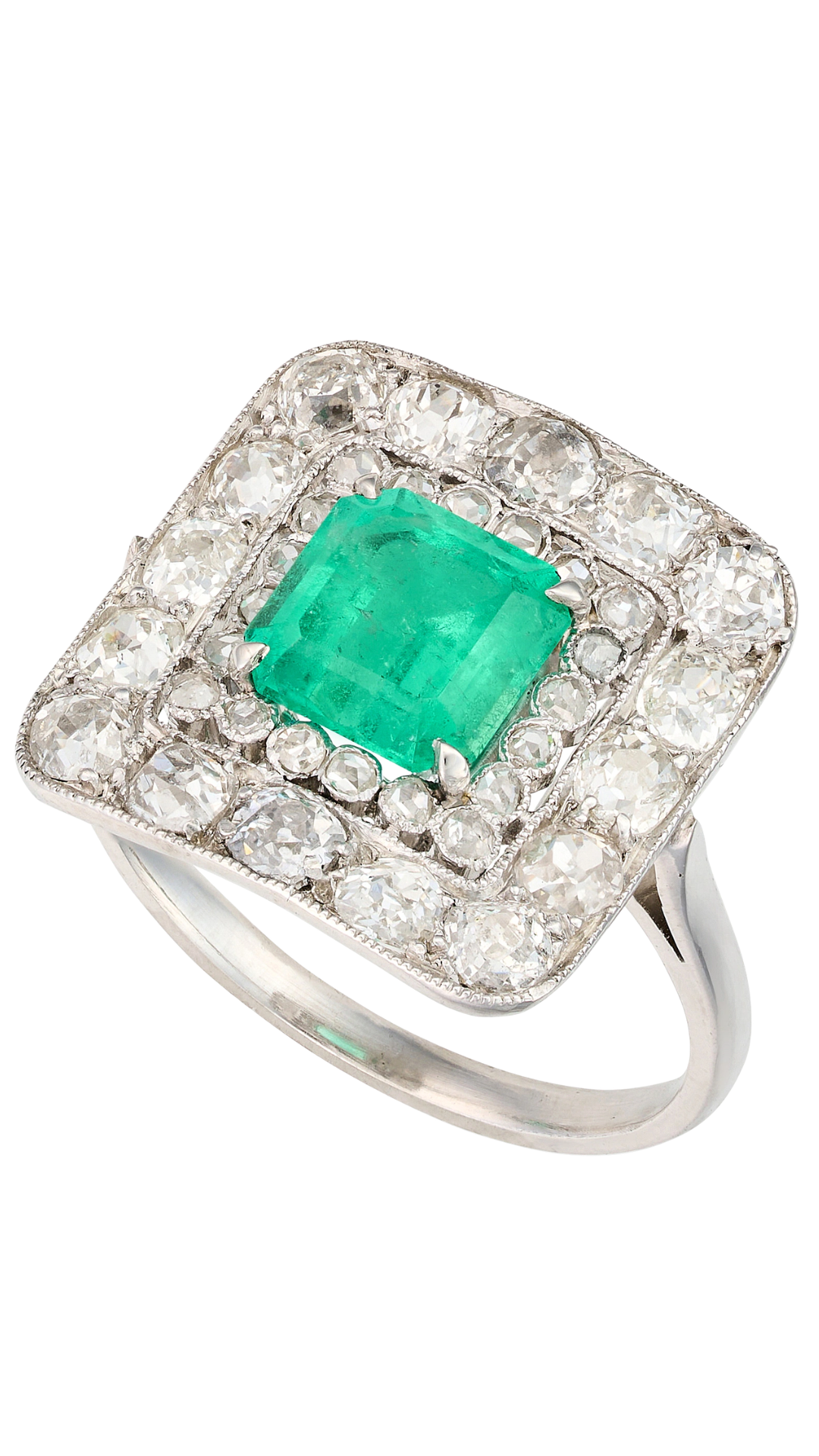 203 Emerald Diamond Square Dress Ring