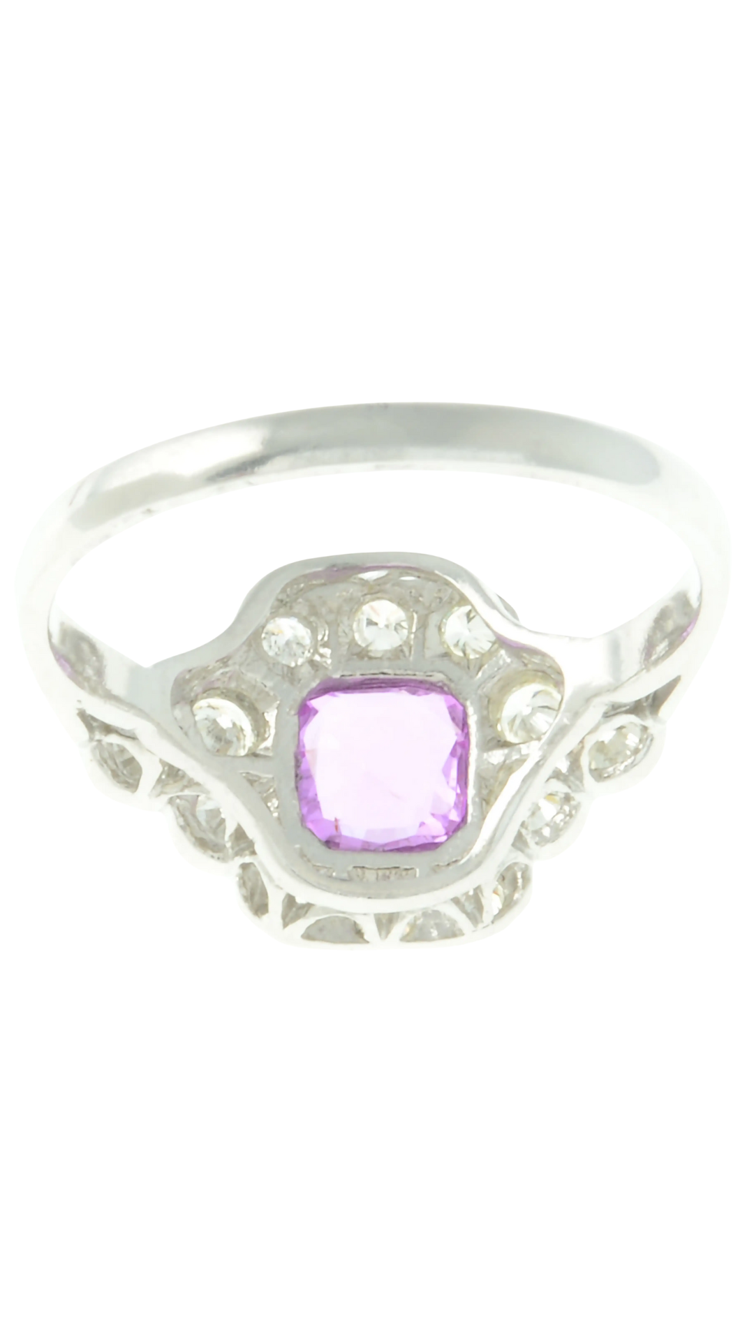 628 Pink Sapphire Diamond Cluster Ring