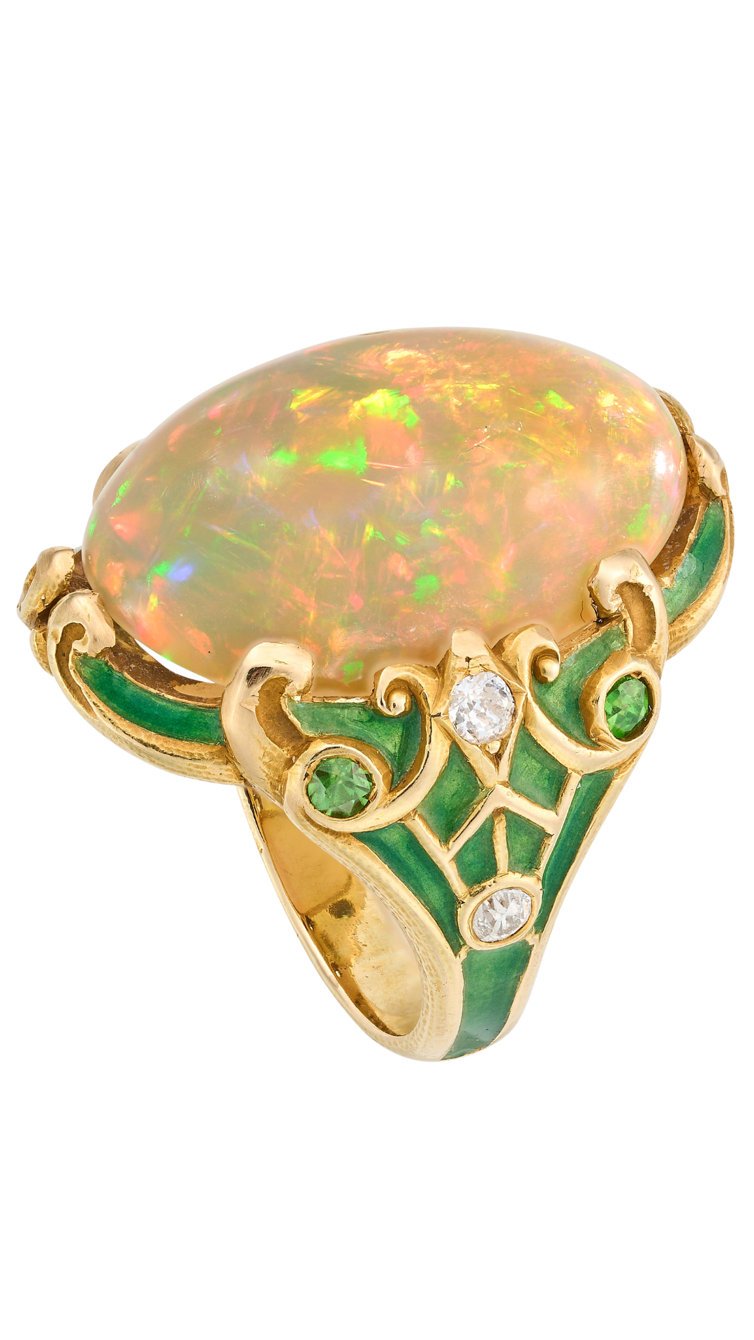 150 Art Nouveau Opal Diamond Dress Ring
