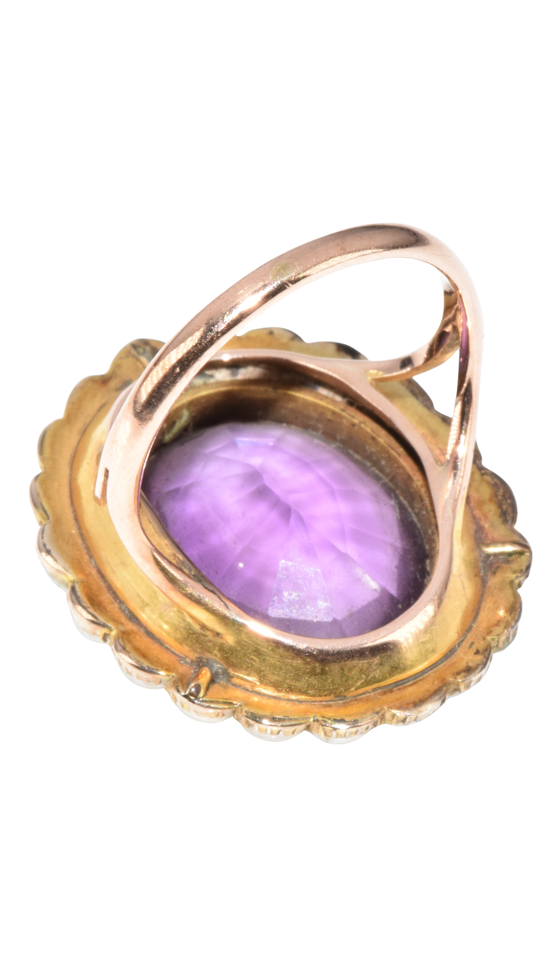 569 Oval Amethyst Split Pearl Ring