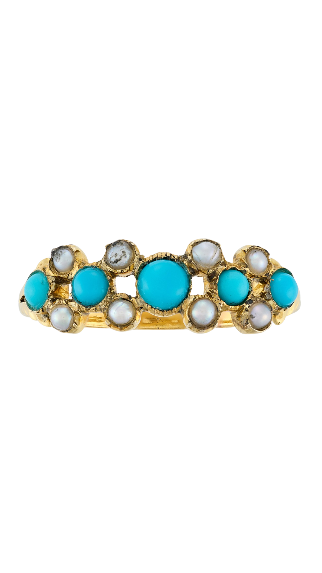 3 Cabochon Turquoise Pearl Ring