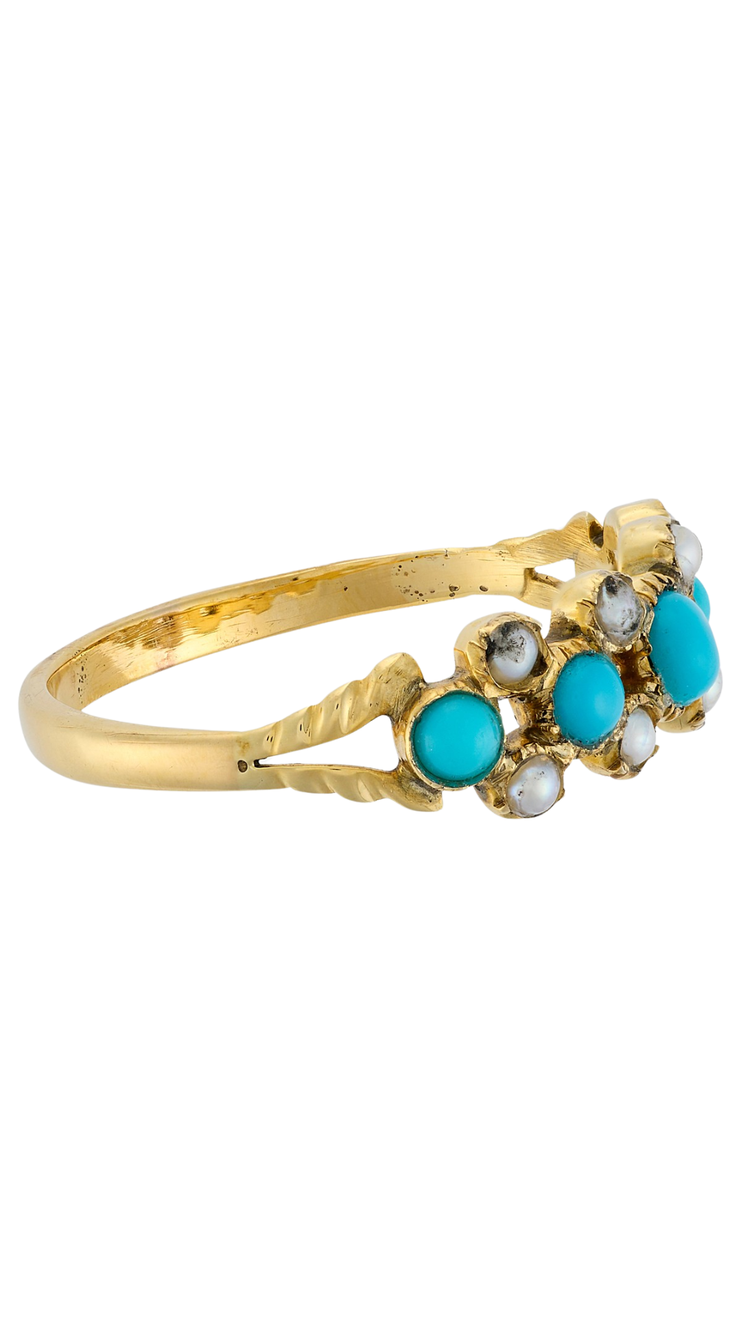 3 Cabochon Turquoise Pearl Ring
