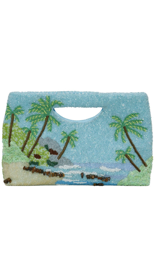 Palm Trees Vacation Cut-Out Handle Clutch