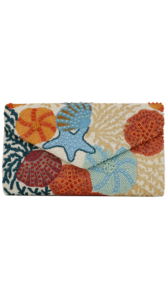 Starfish & Shells Envelope Clutch