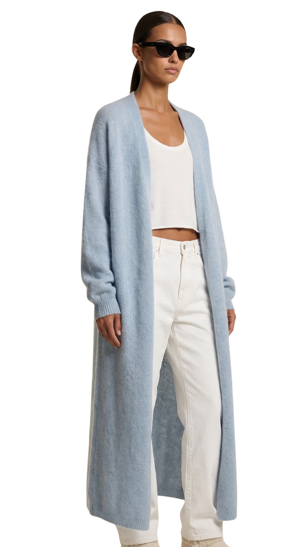 Light Blue June Long Alpaca Cardigan