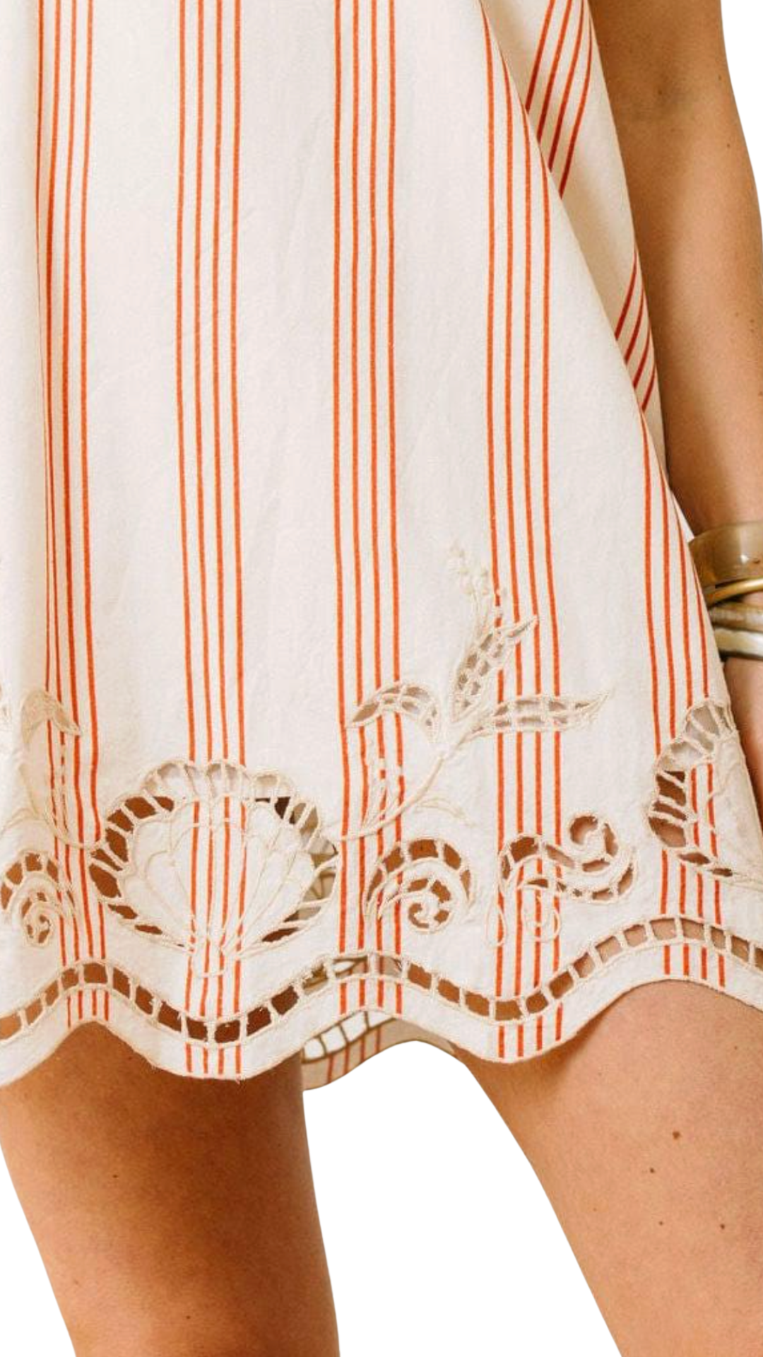 Cherry Pinstripe w/ Embroidery Shoreline Dress