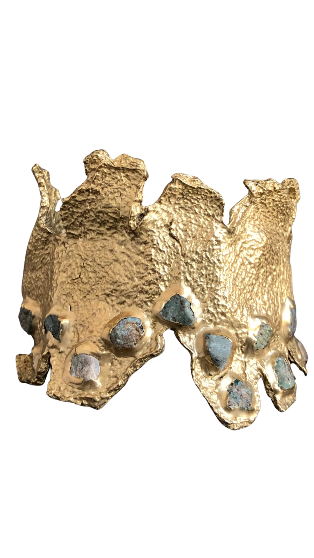 Mosaic Wide Cuff Brass Emerald