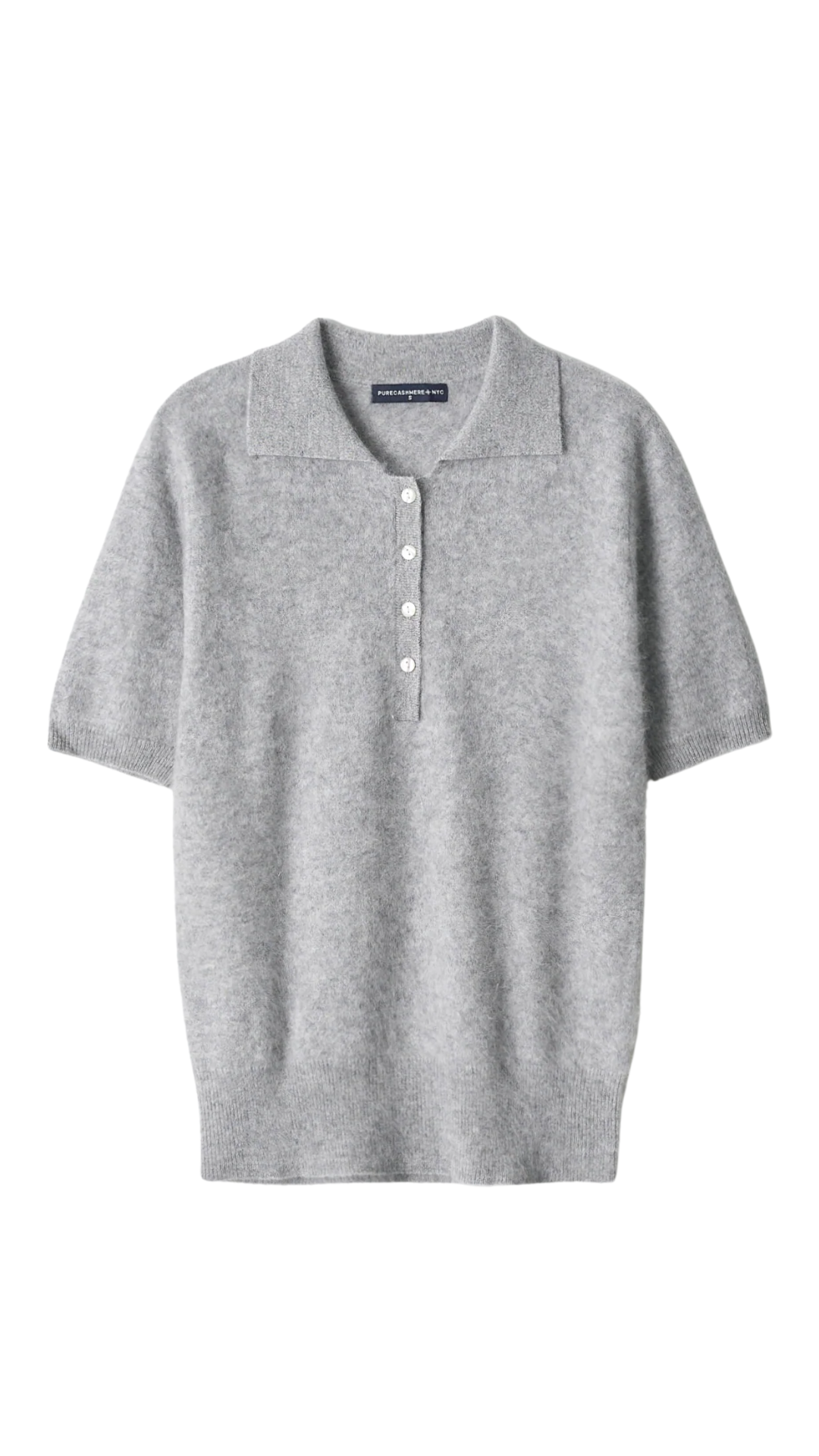 Grey Pearl Brushed Cashmere Polo