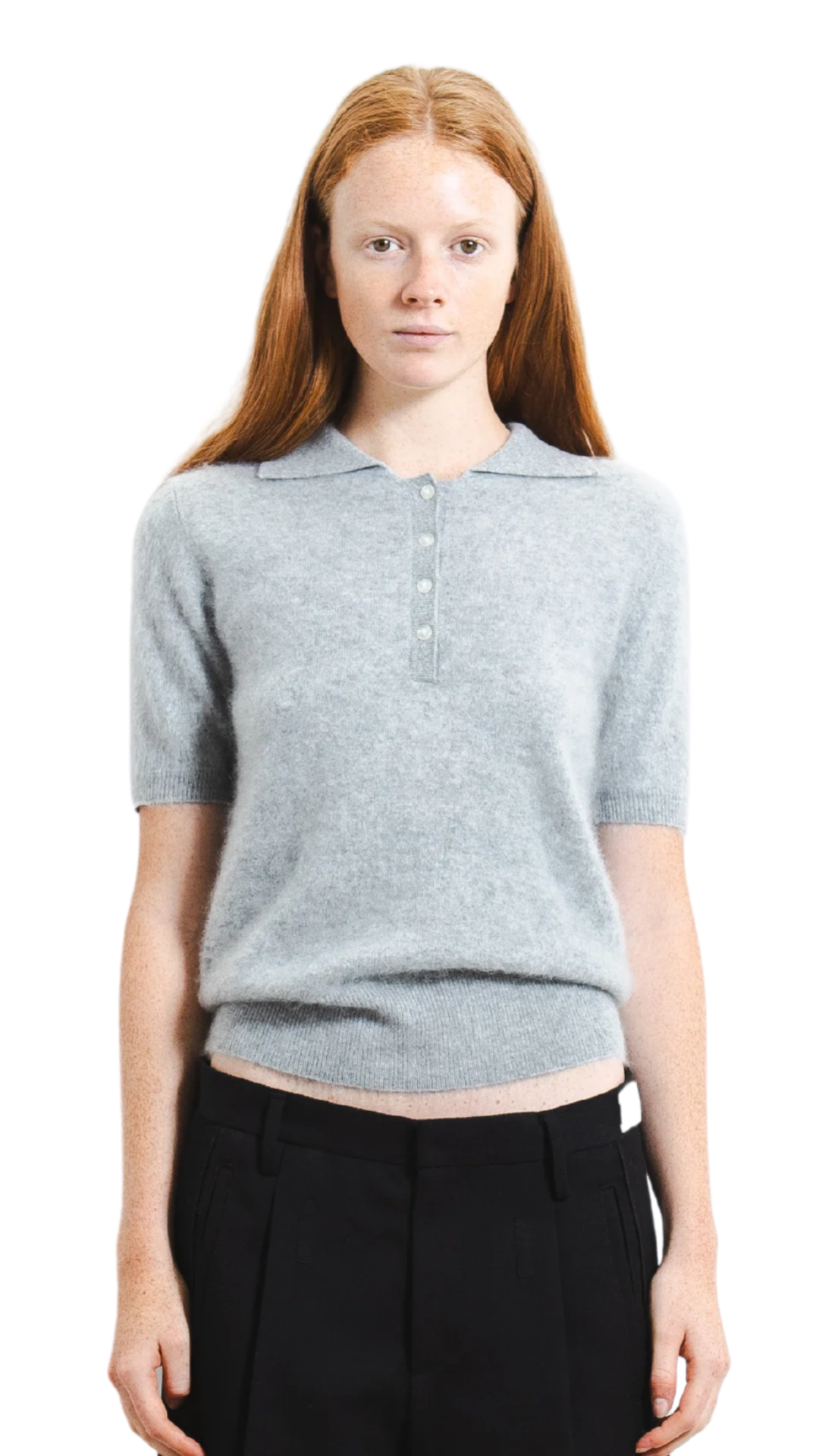 Grey Pearl Brushed Cashmere Polo