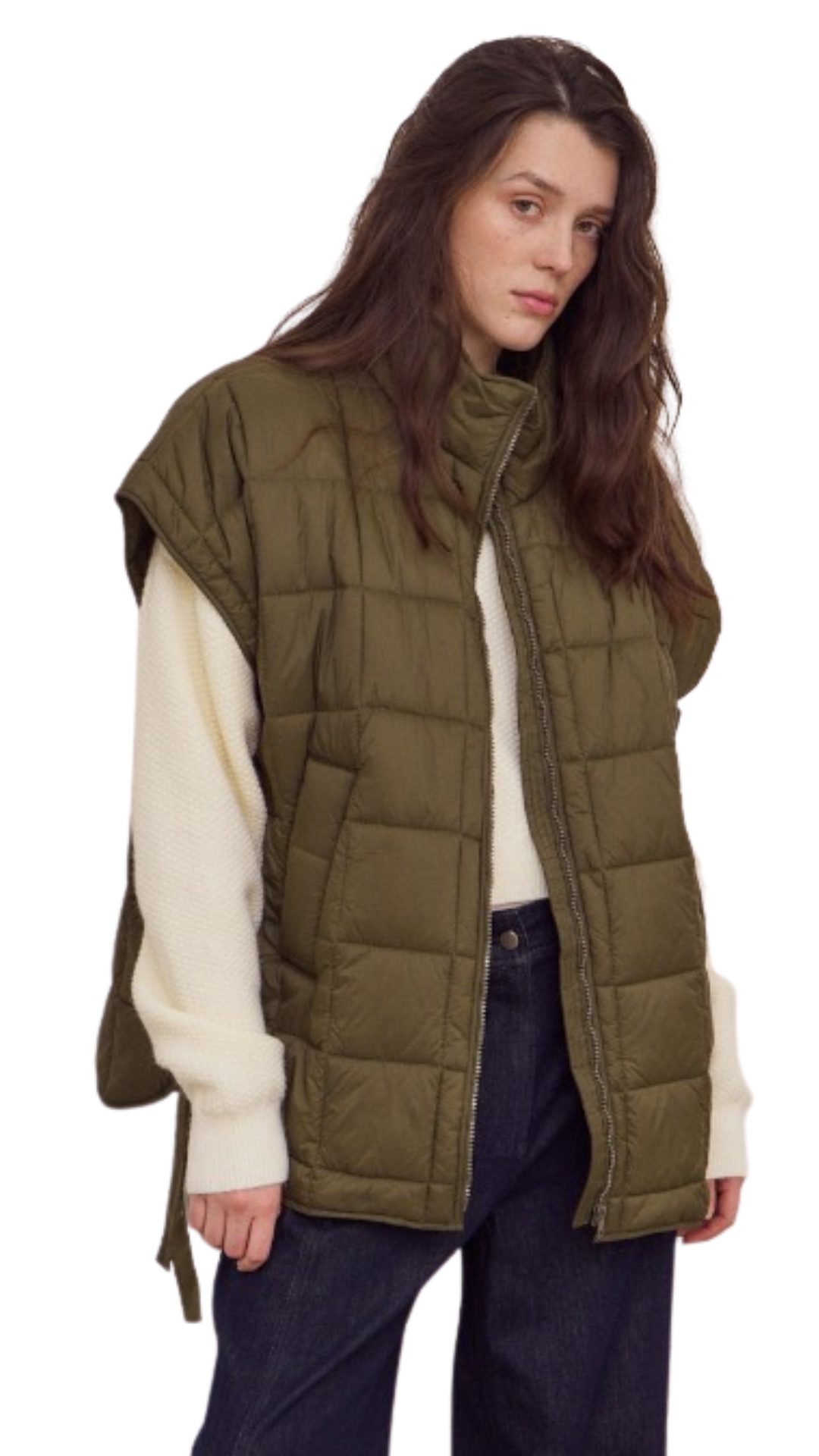 High Neck Zip Up Quilted Vest