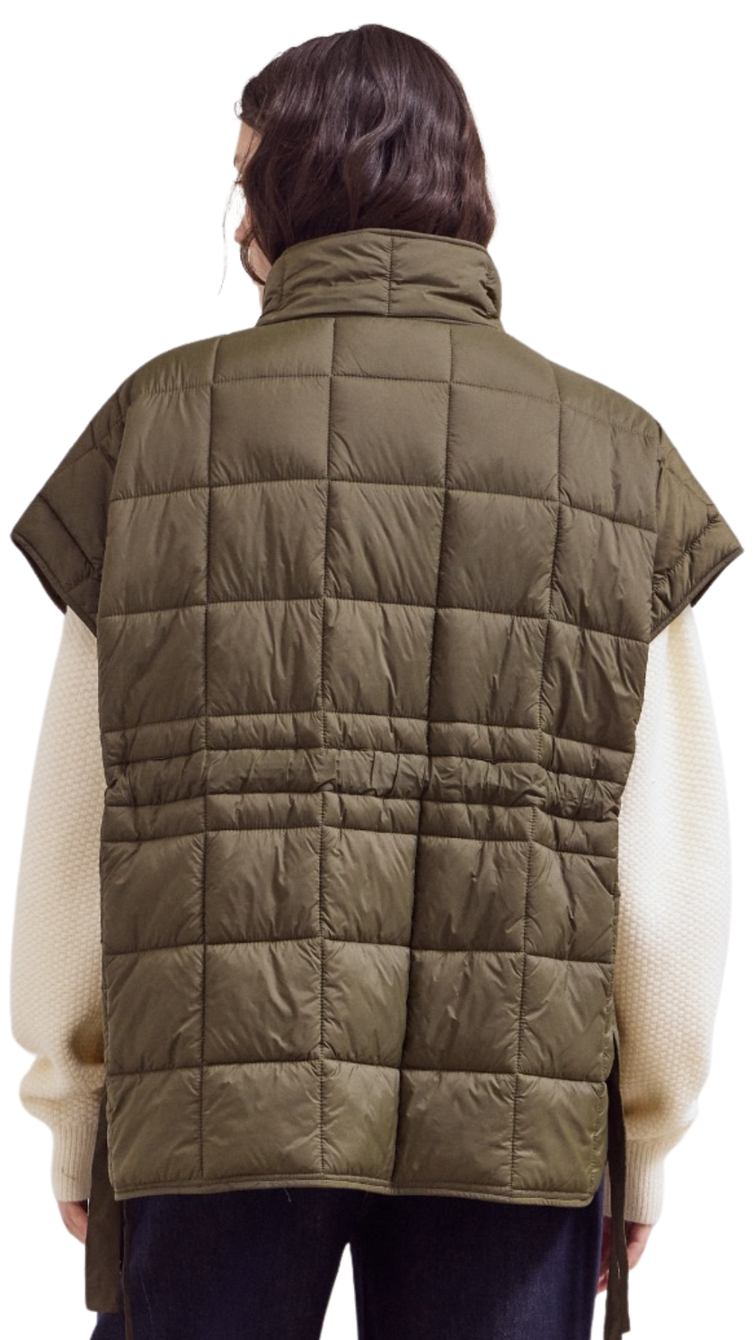High Neck Zip Up Quilted Vest