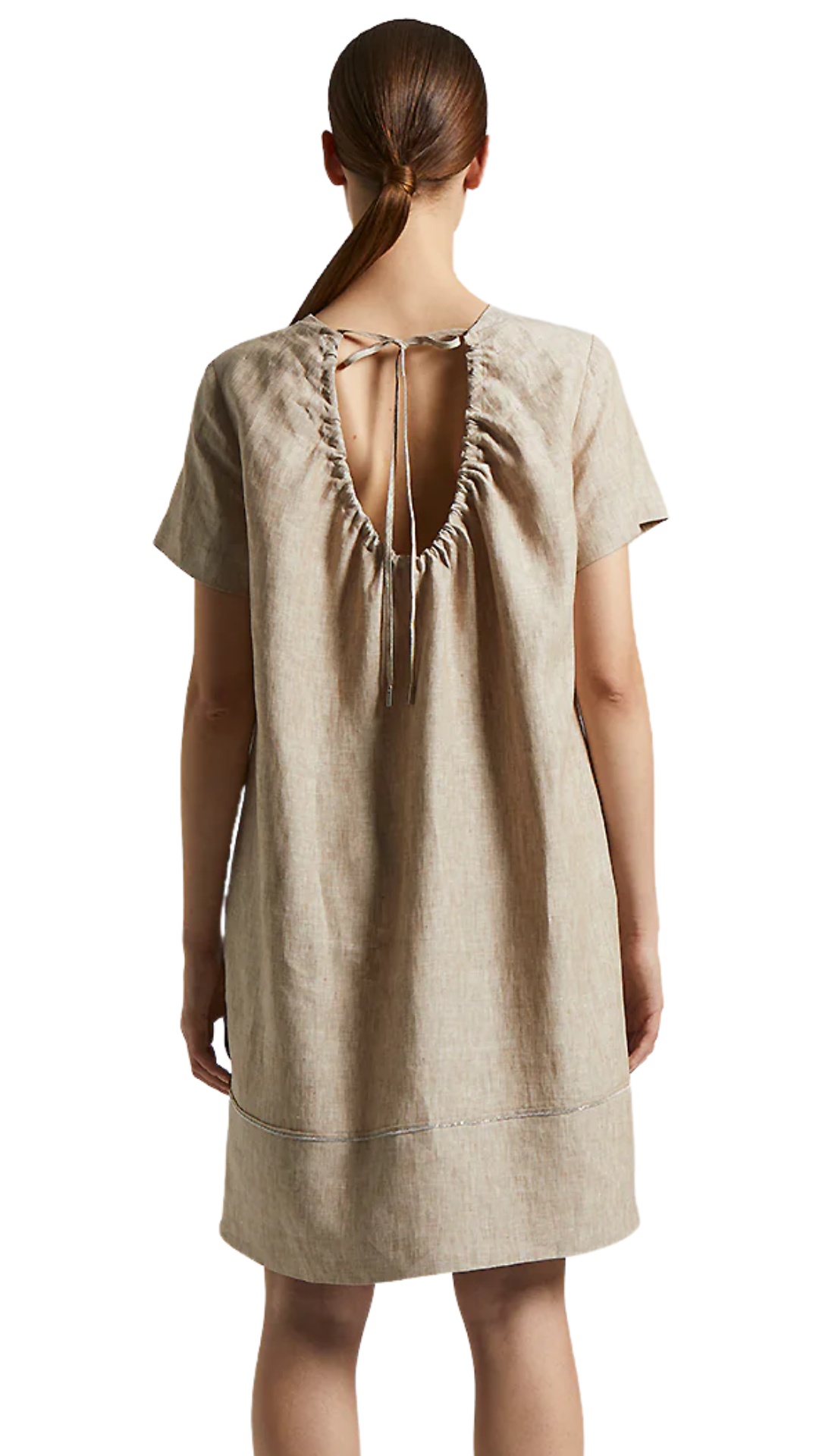 Cut-Out Linen Shift Dress