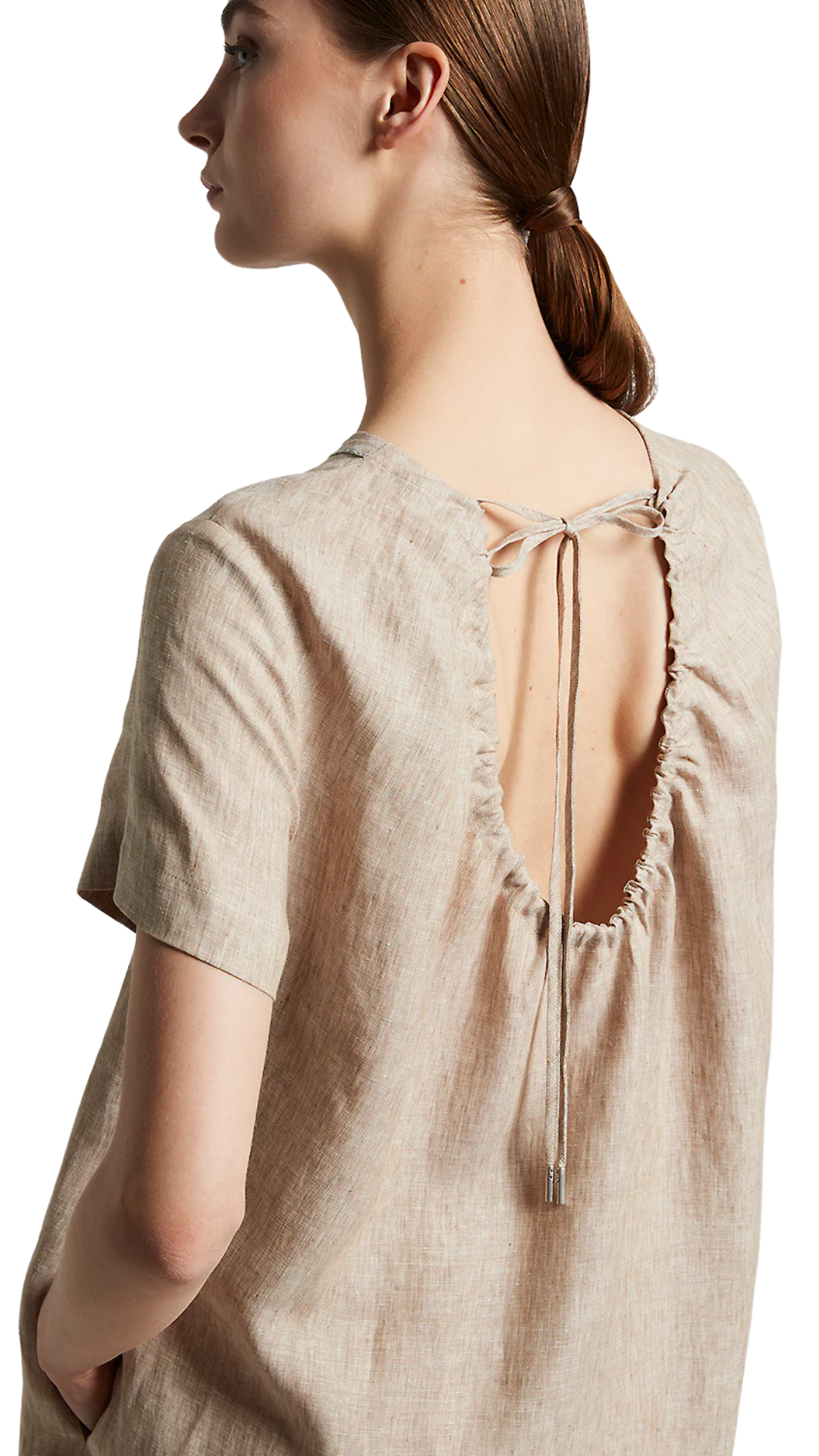 Cut-Out Linen Shift Dress