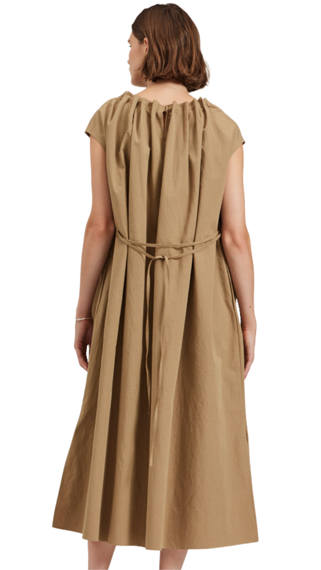 Pleated Neckline A-Line Dress