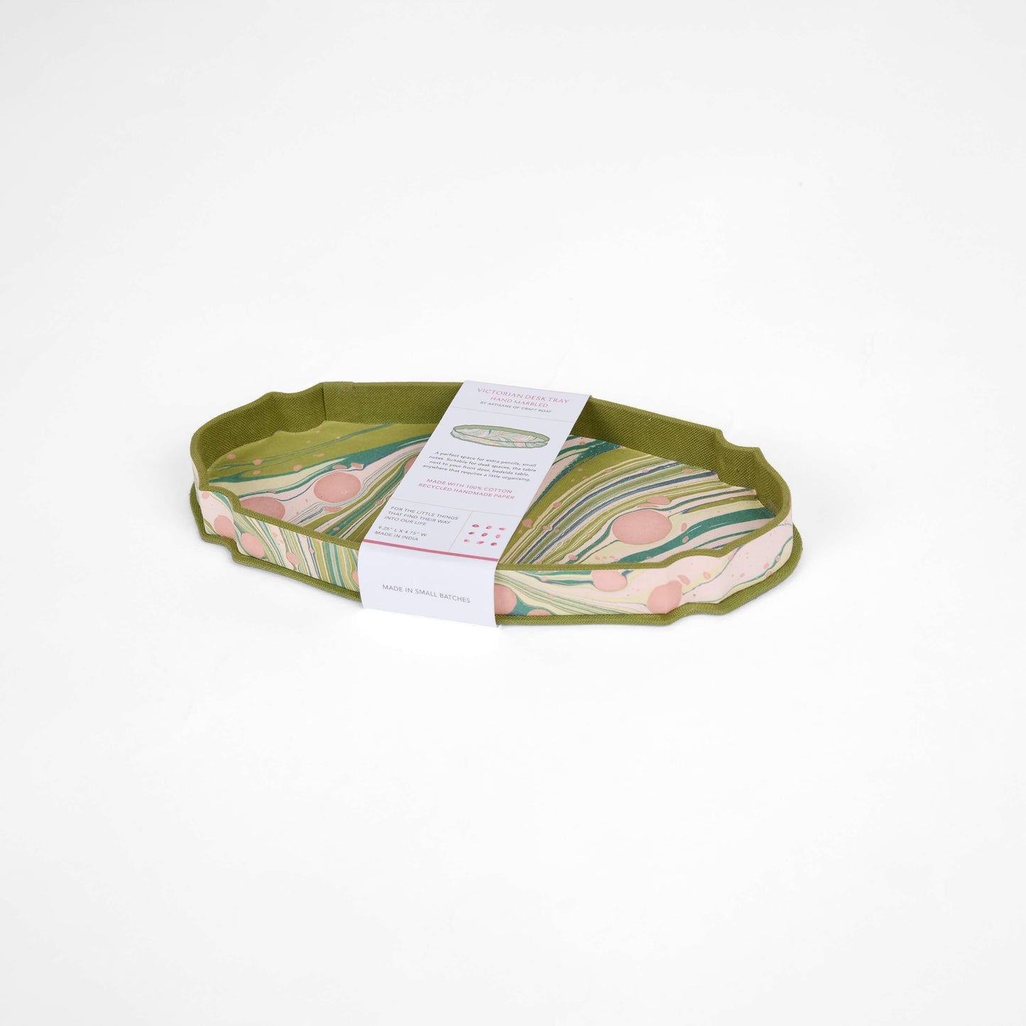 Marbled Victorian Desk Tray - Moss Fire Whirl