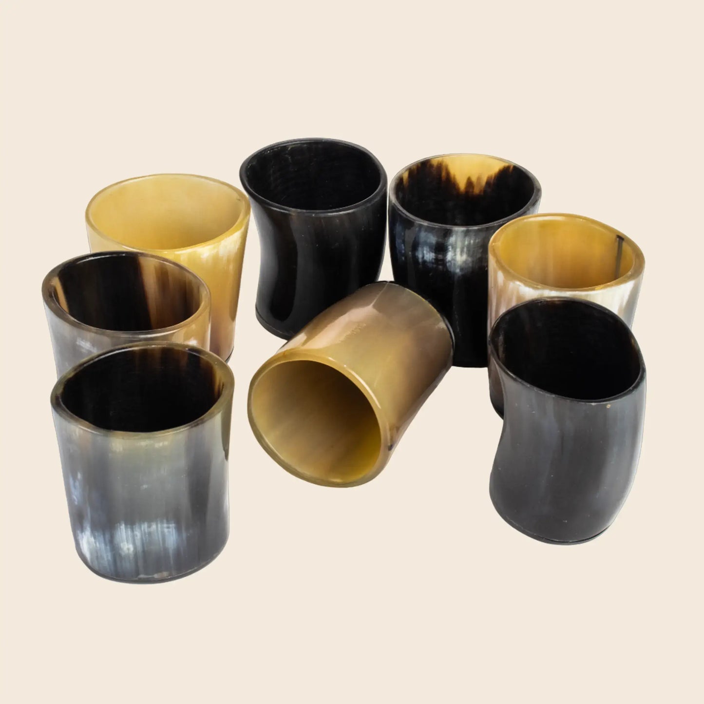 Horn Whiskey Shot Glasses Pack (4,8 & 12), Natural