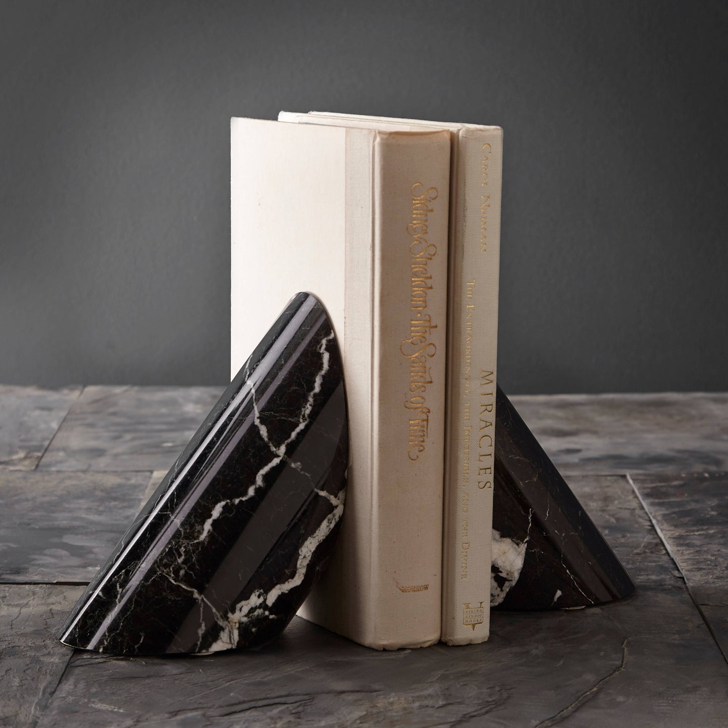 Coronet Collection Black Zebra Marble Bookends