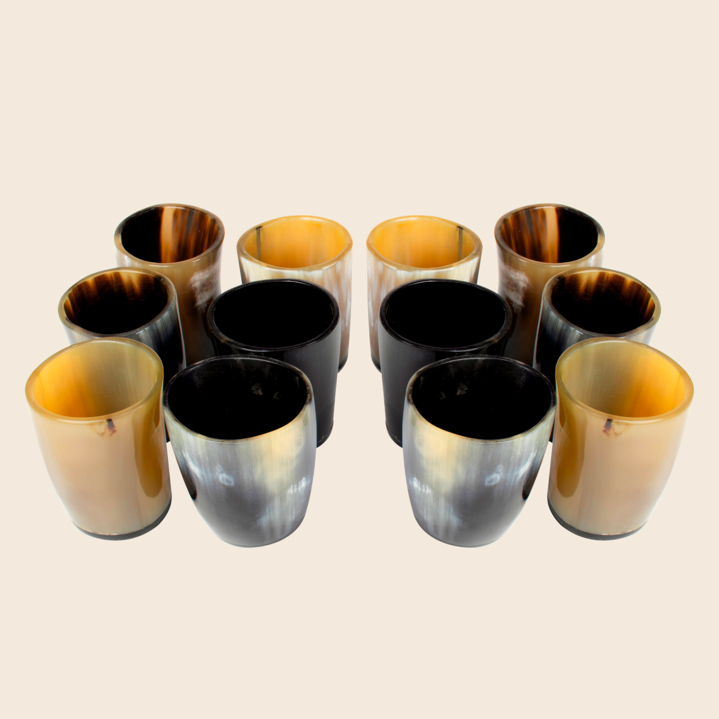 Horn Whiskey Shot Glasses Pack (4,8 & 12), Natural