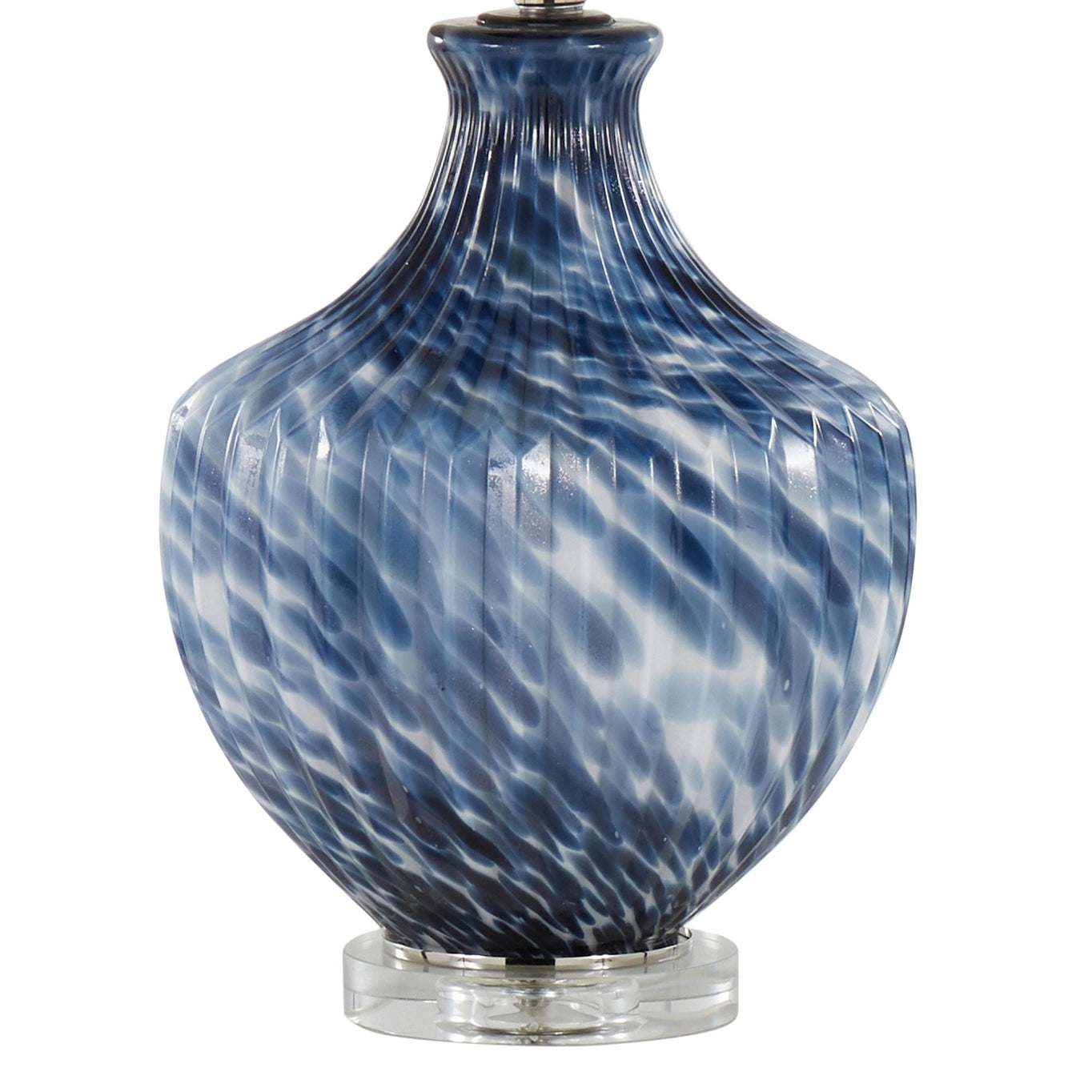 Lotus 27'' Glass Table Lamp - Waved Navy