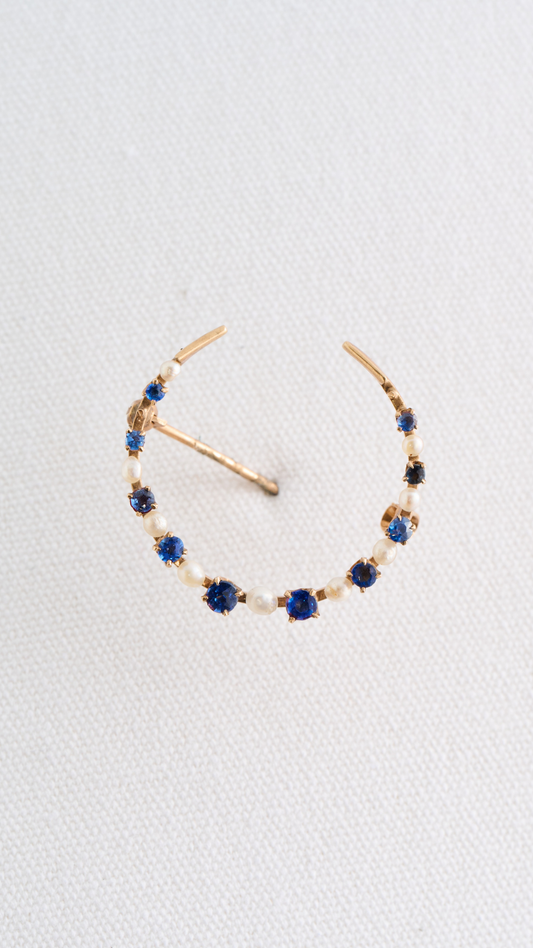 14K Crescent Sapph Brooch