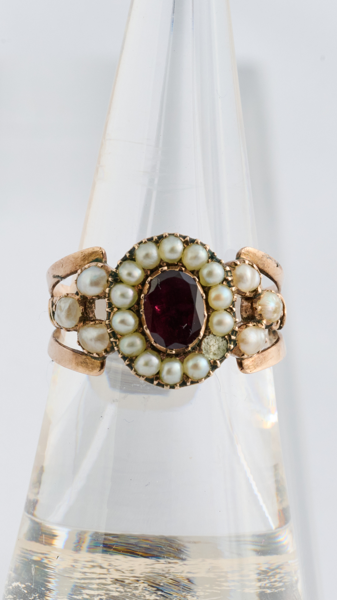 5 Garnet Seed Pearl Dress Ring