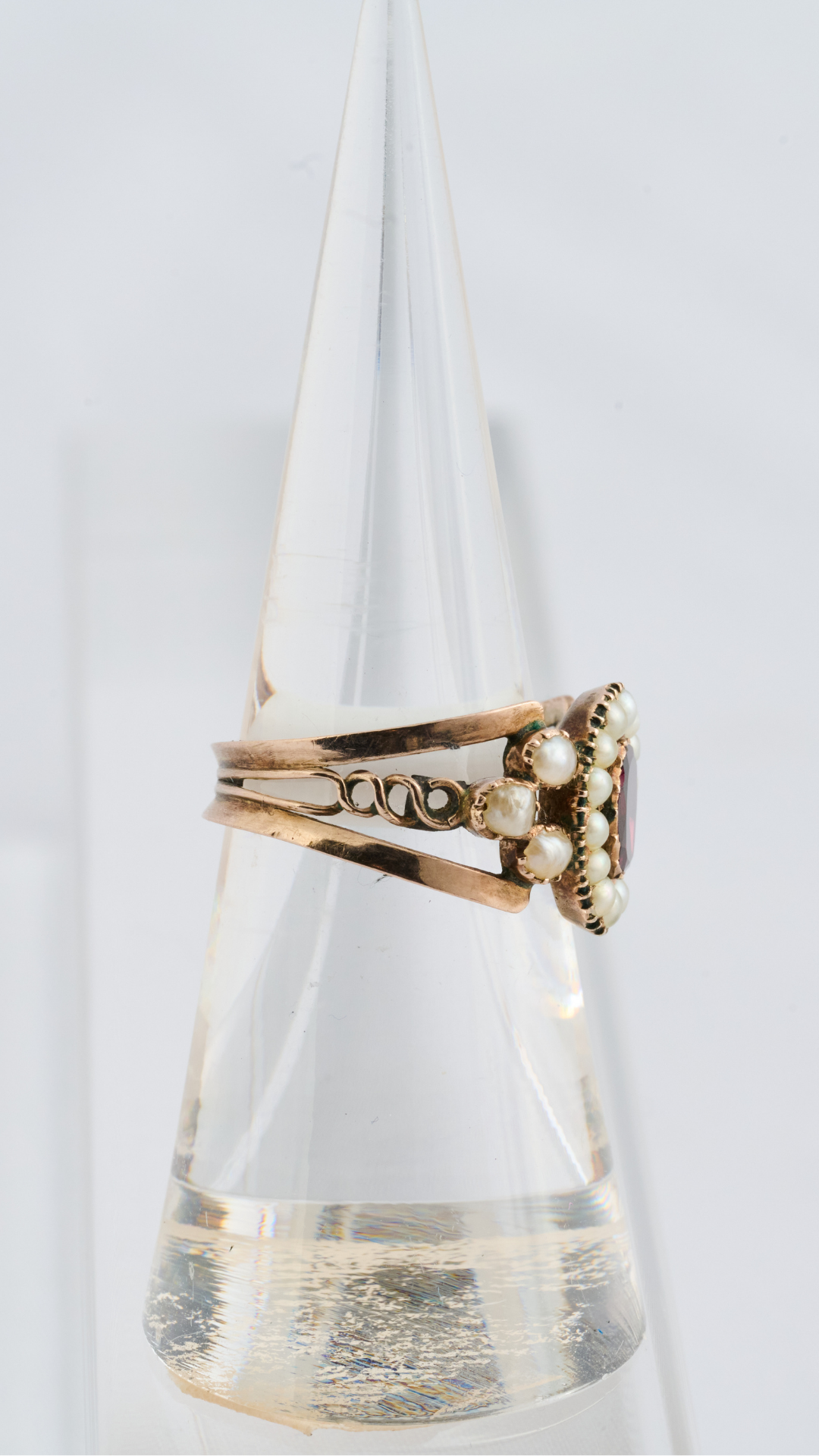 5 Garnet Seed Pearl Dress Ring