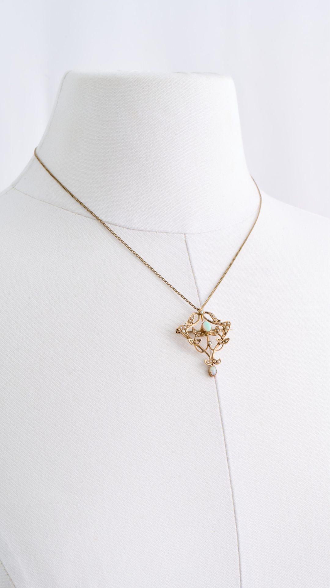 Opal Pearl Pendant Necklace