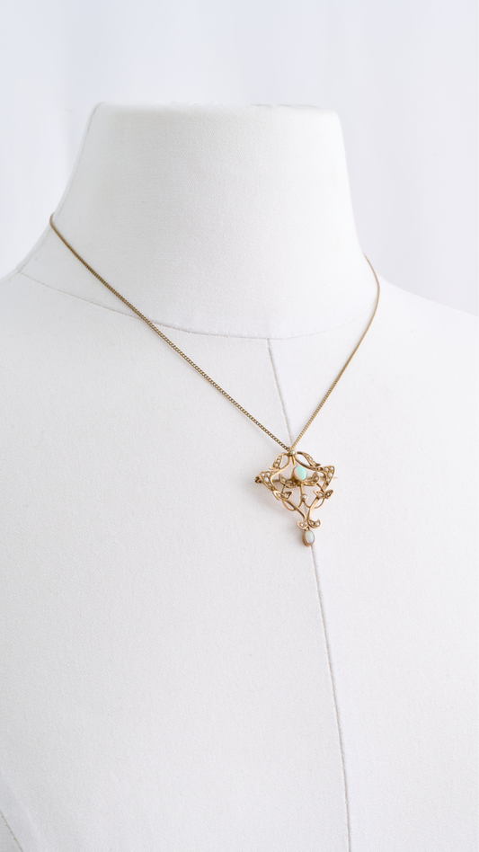 Opal Pearl Pendant Necklace