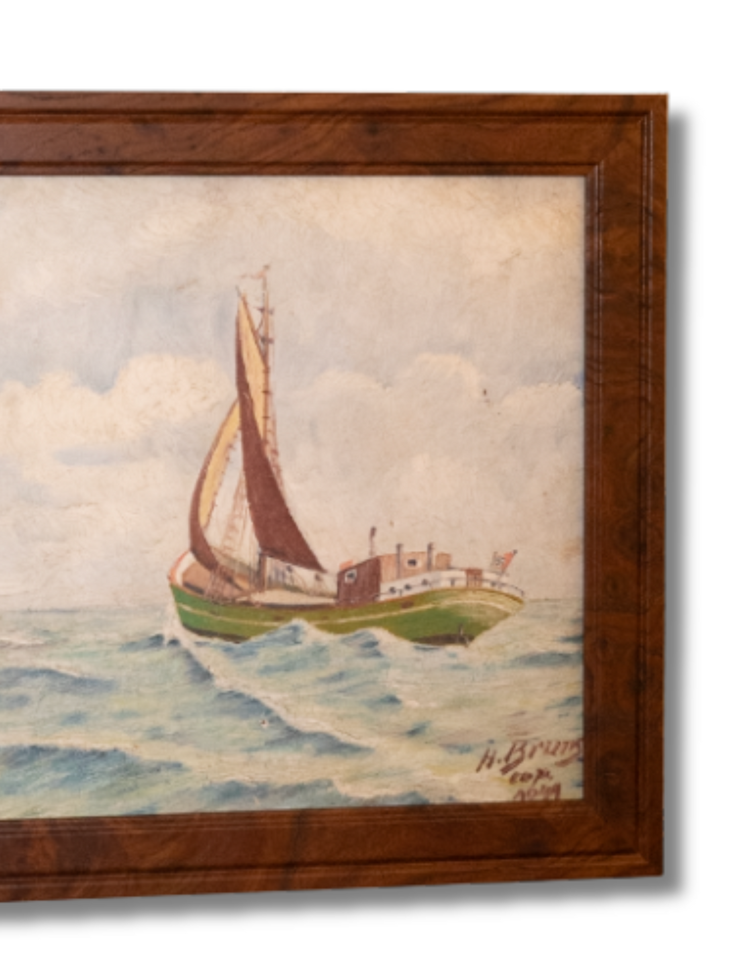 Seascape with German Boat | H Burns | 10''x10''