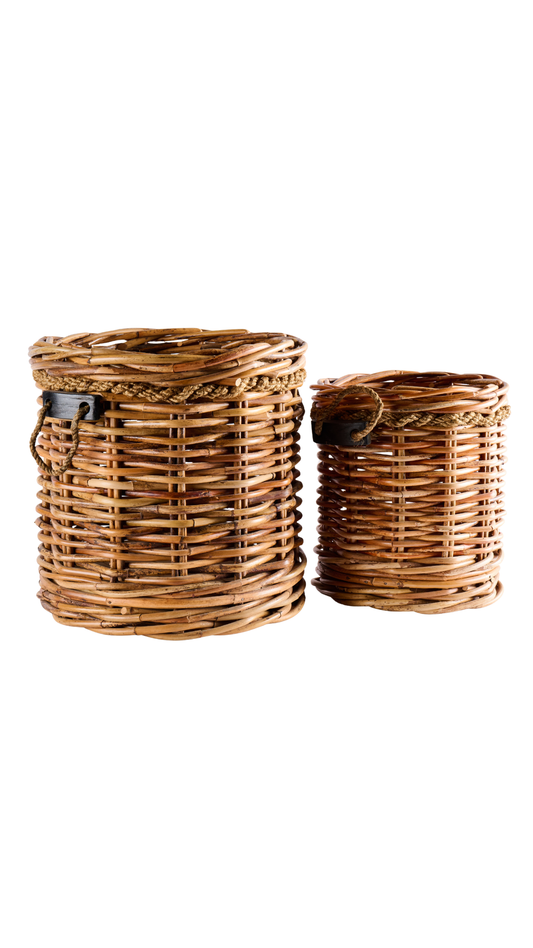 Leeton Round Wicker Basket w Handle