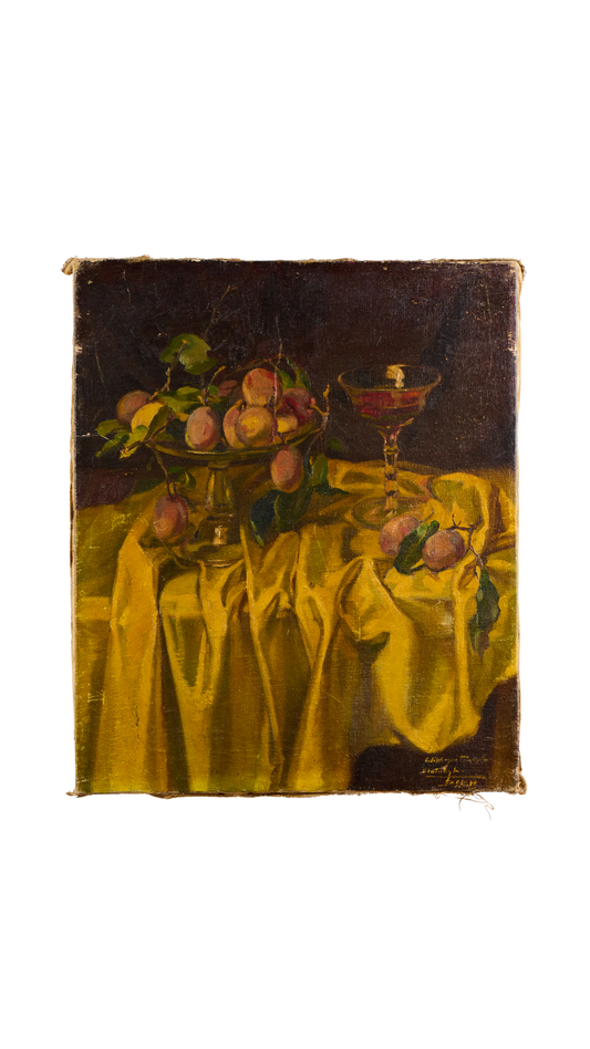Vintage Yellow Tablecloth Still Life