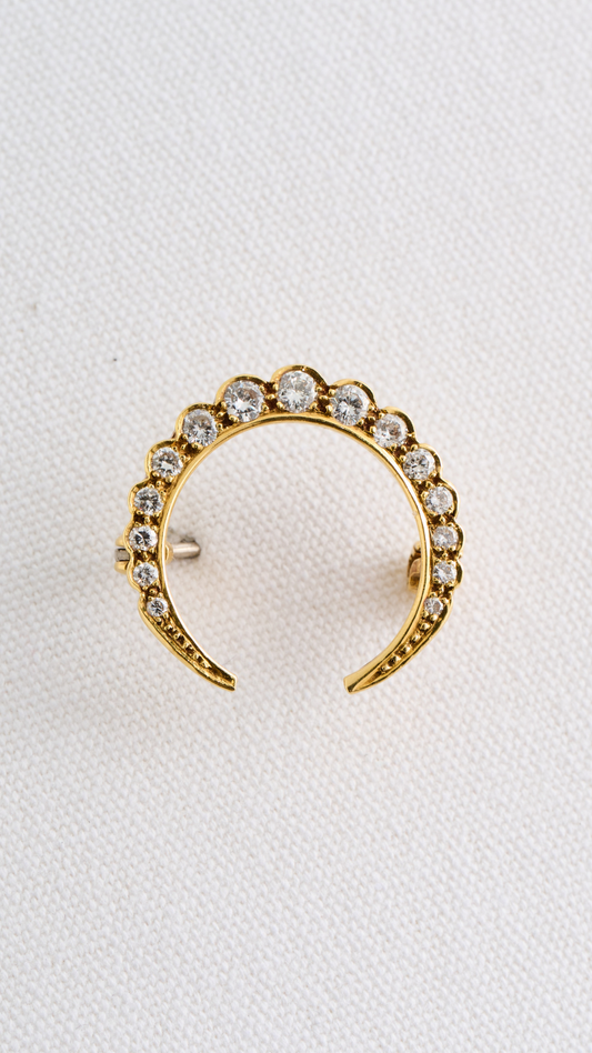 266 Diamond Crescent Moon Brooch