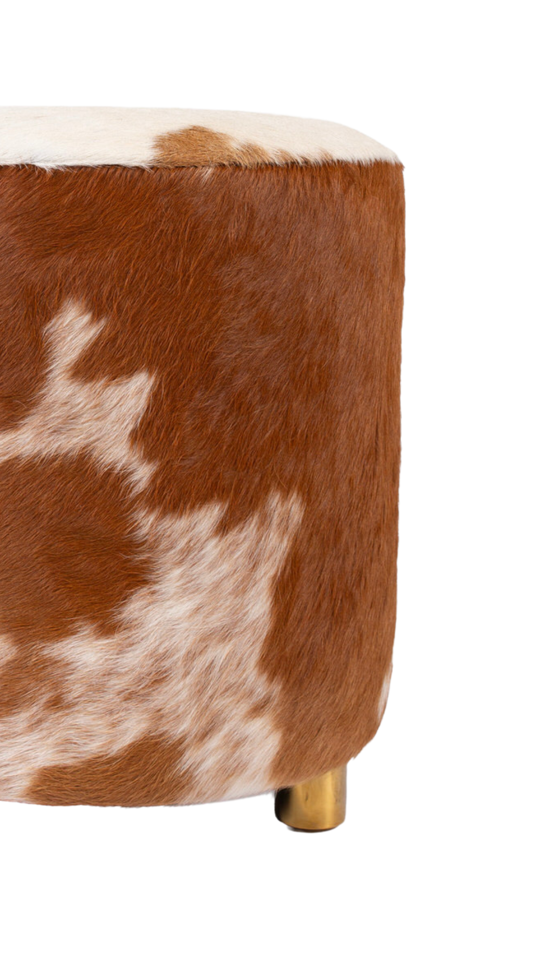 Round Cowhide Footstool
