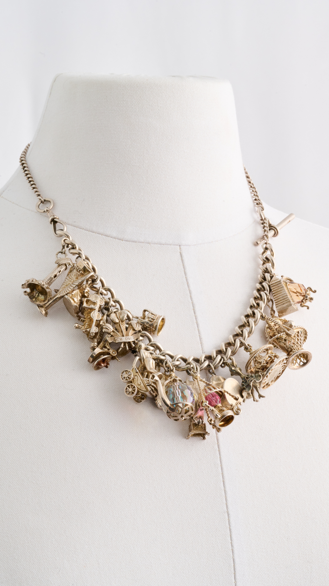 Silver Watch Chain Charm Necklace