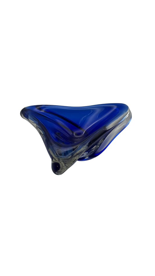 Blue Triangle Murano Glass Dish