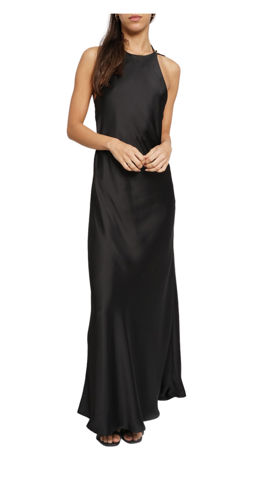 Black Satin Strappy Dress