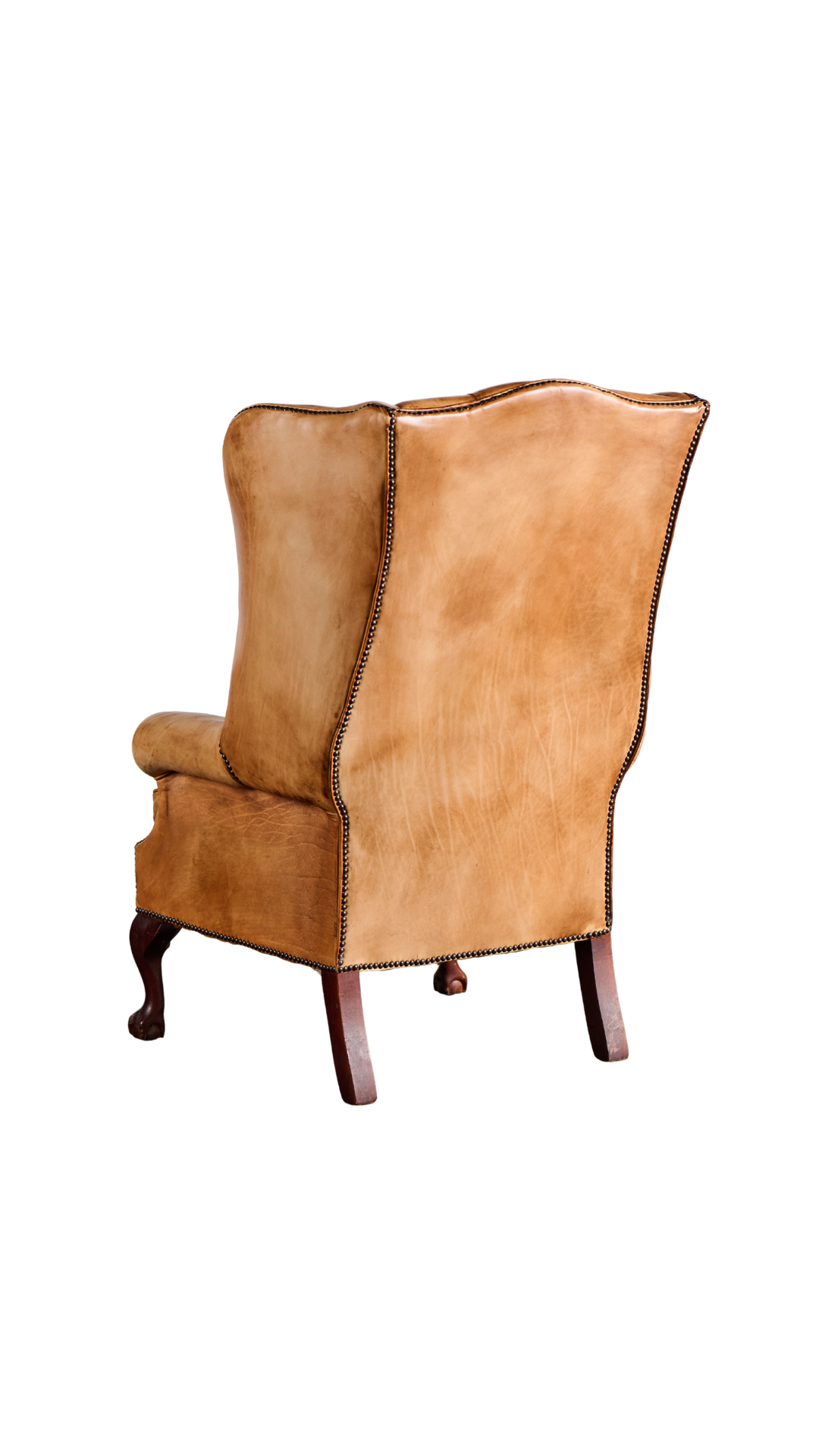 A461 Queen Anne Brown Leather Armchair