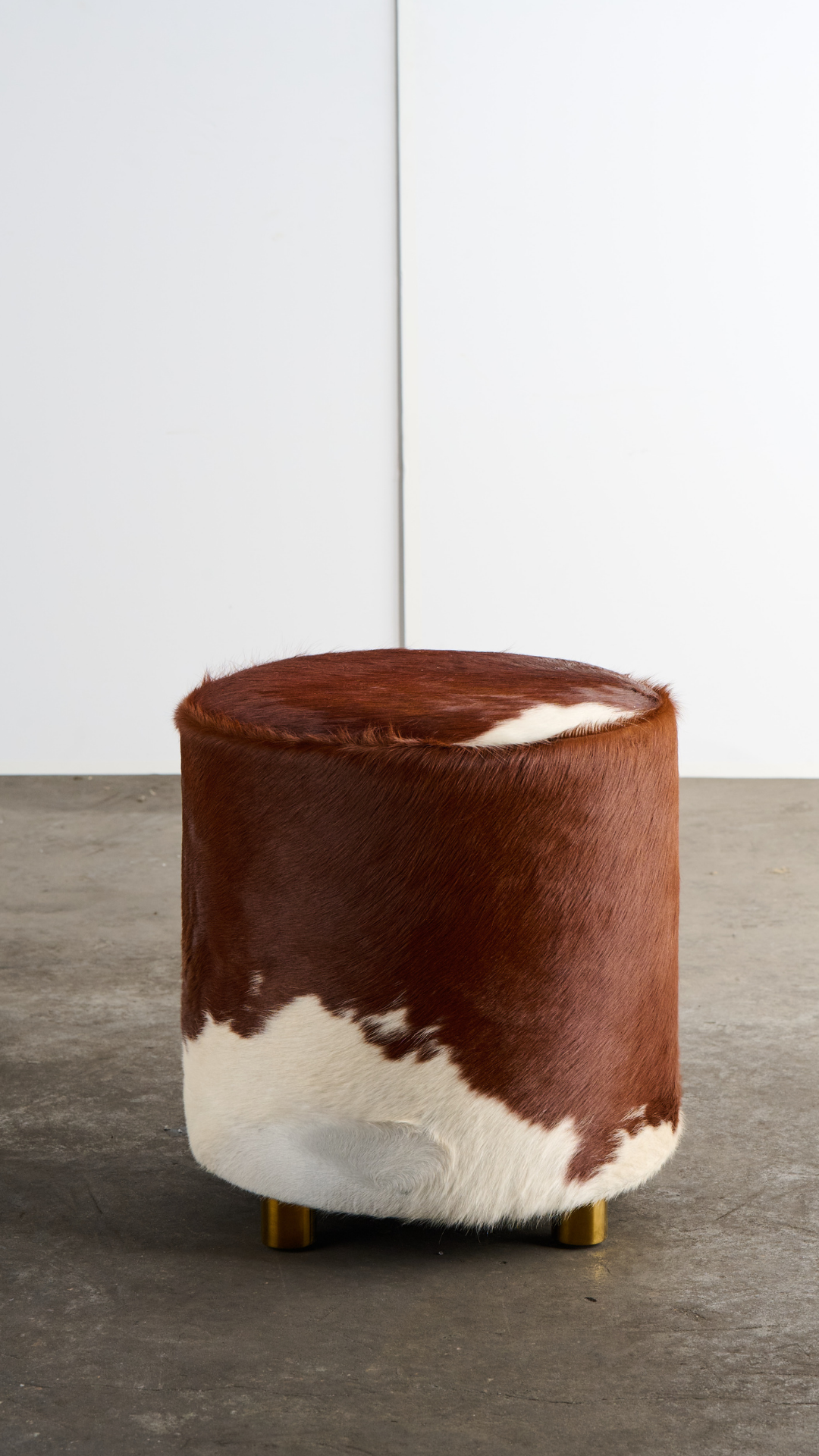 Round Cowhide Ottoman