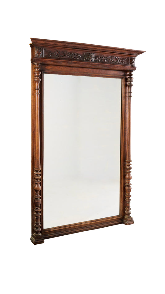 L596 19th Century Oak Renaissance Mirror
