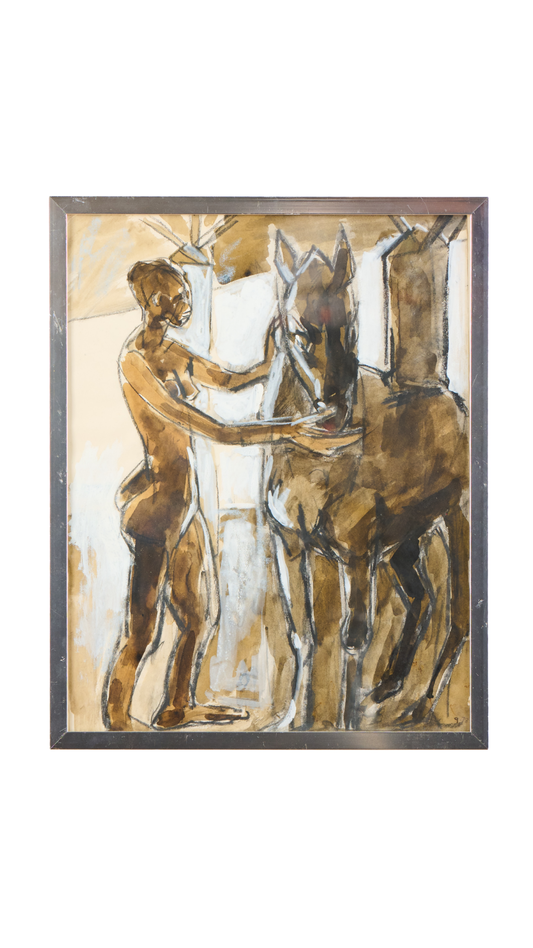 D1121 Marius Bauer Man w/Horse Painting