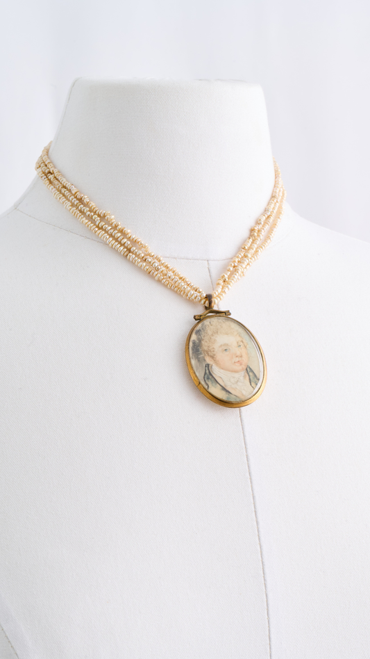 Water Color Painted Portrait Locket