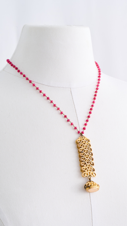 Ruby Necklace w/Vintage Watch Fob