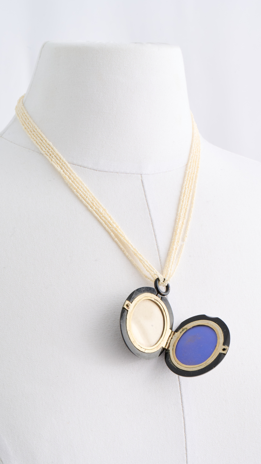 Onyx Locket Pearl Cross Necklace