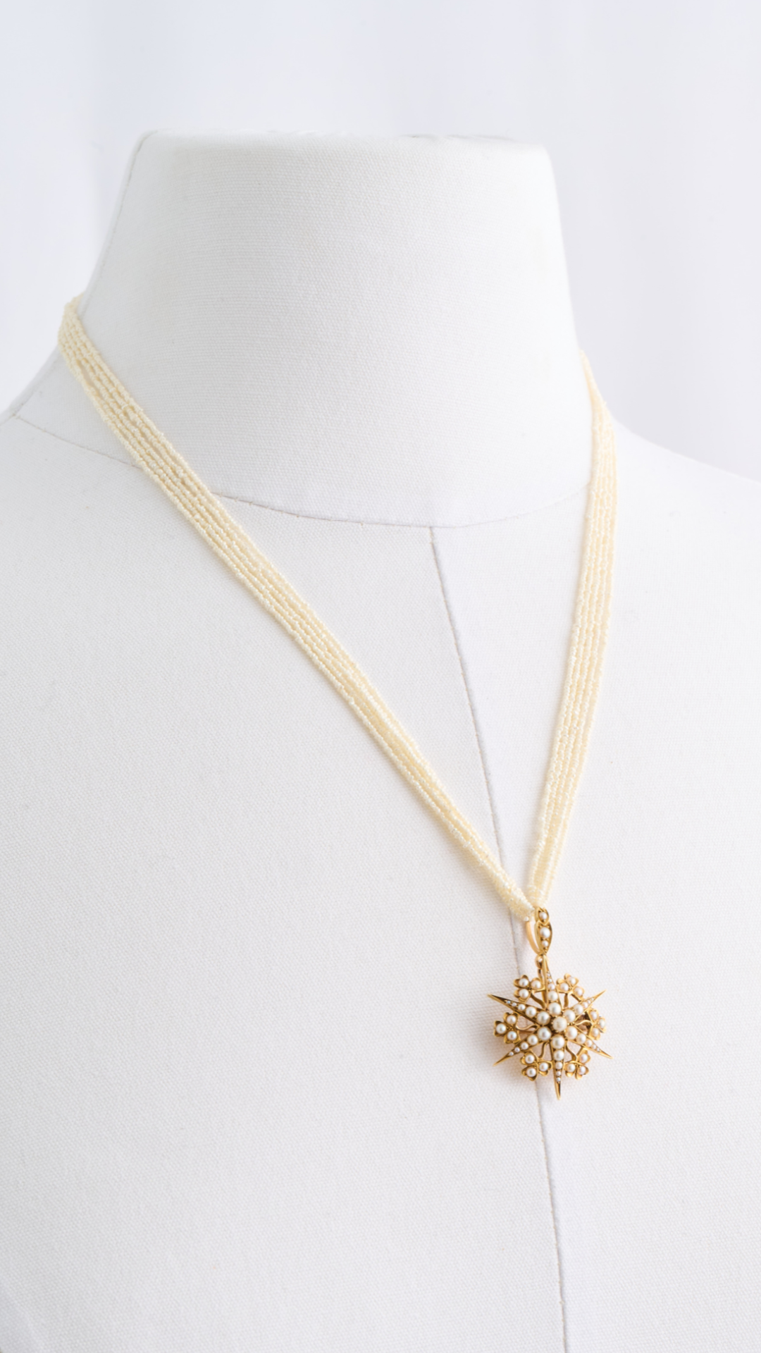 14kt & Pearl Necklace w/ Pendant Pocket Watch Pin
