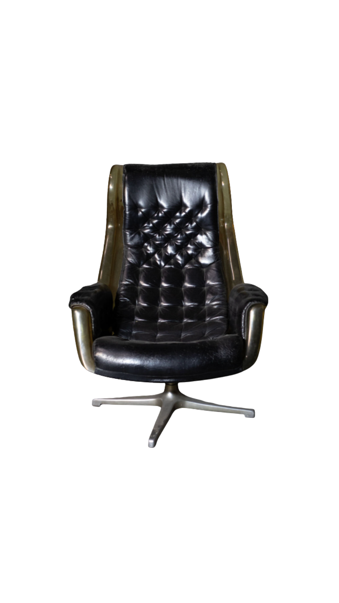 I40 Black Leather & Plastic Armchairs