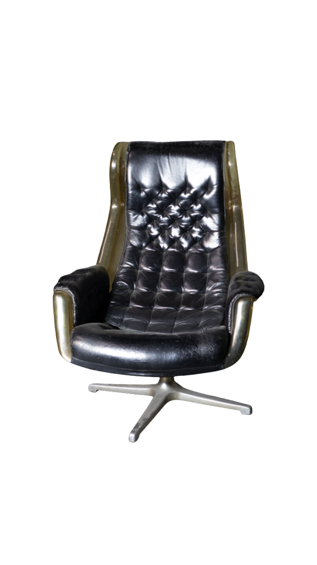 I40 Black Leather & Plastic Armchairs