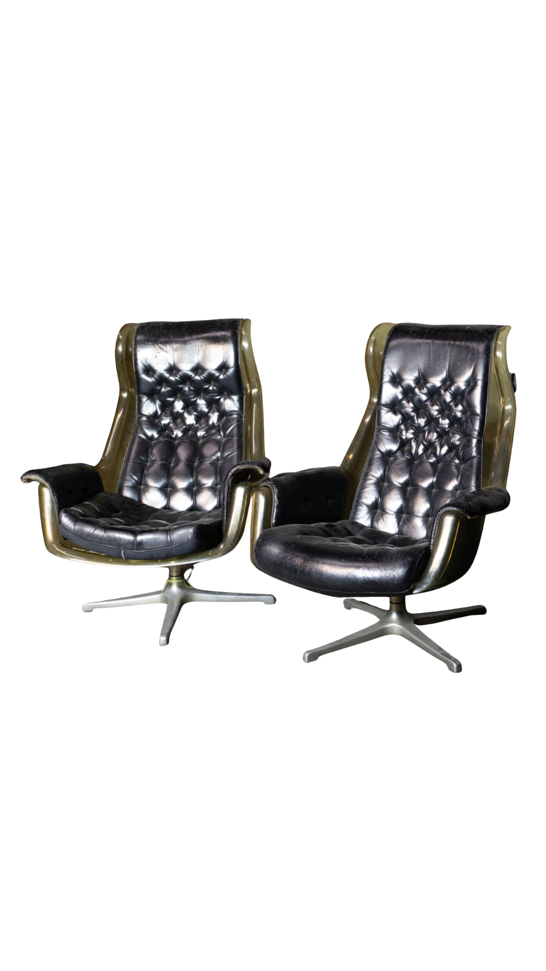 I40 Black Leather & Plastic Armchairs