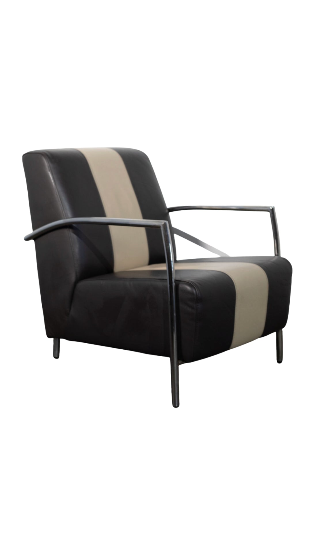 Brown Cowhide Leather Armchair w/Tubular Frame